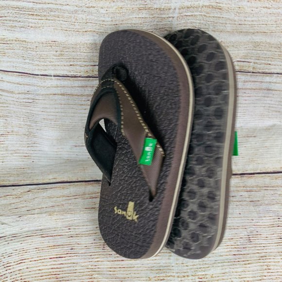 Sanuk Brown Casual Thong Flip Flop Sandals Little Kids 8-9 - Picture 5 of 8